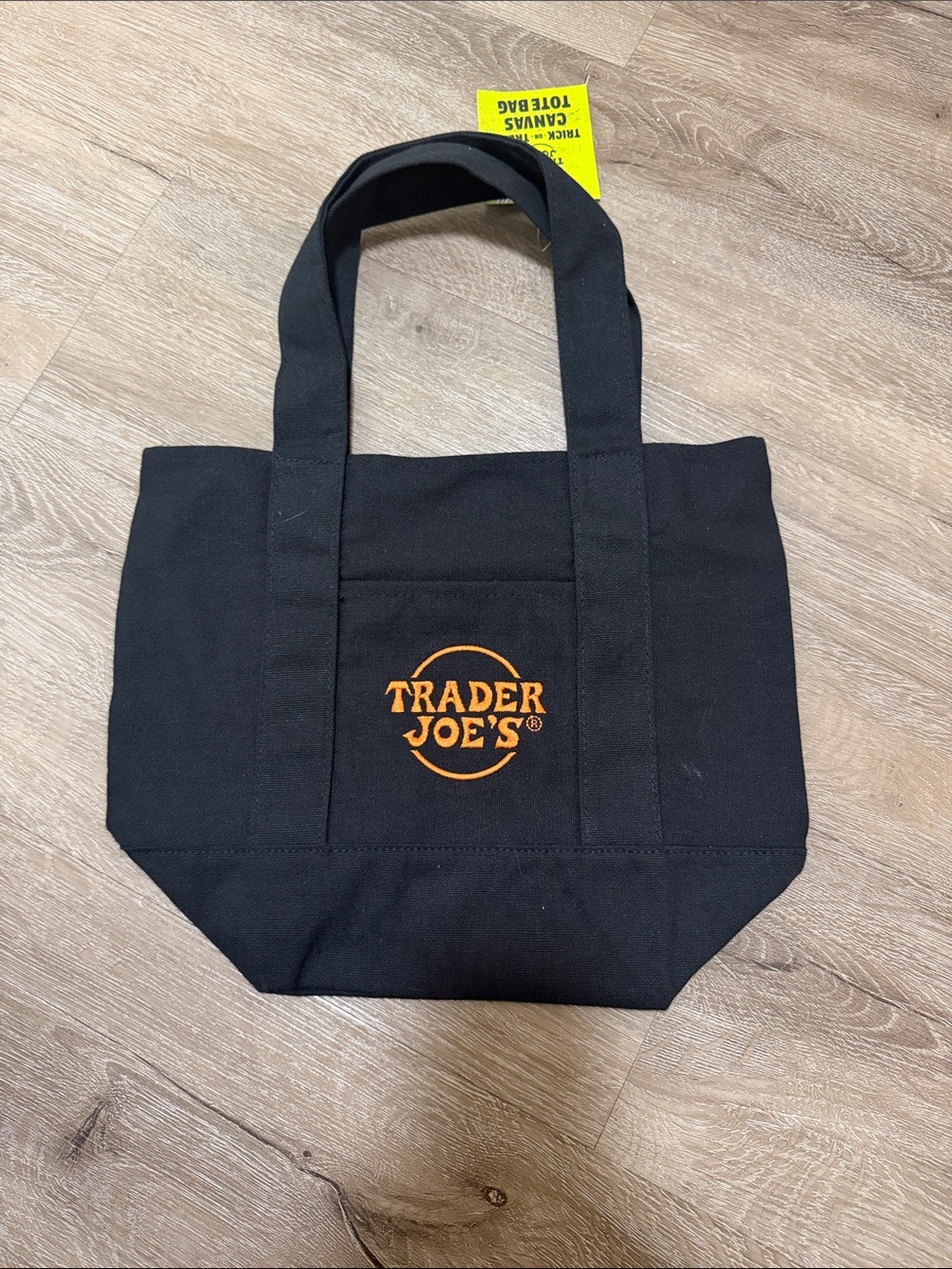 Trader Joe's Black Canvas Tote with Orange Logo